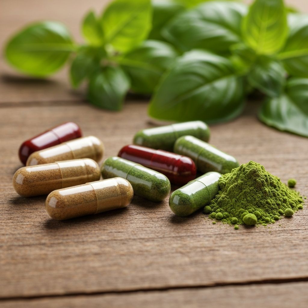 Natural supplement capsules and herbal ingredients