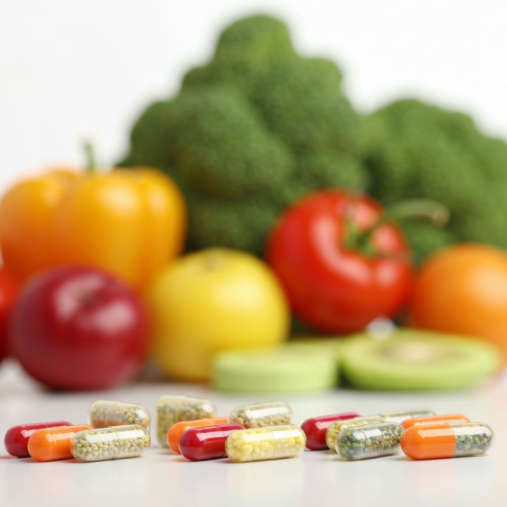 Colorful vitamin supplements with natural ingredients