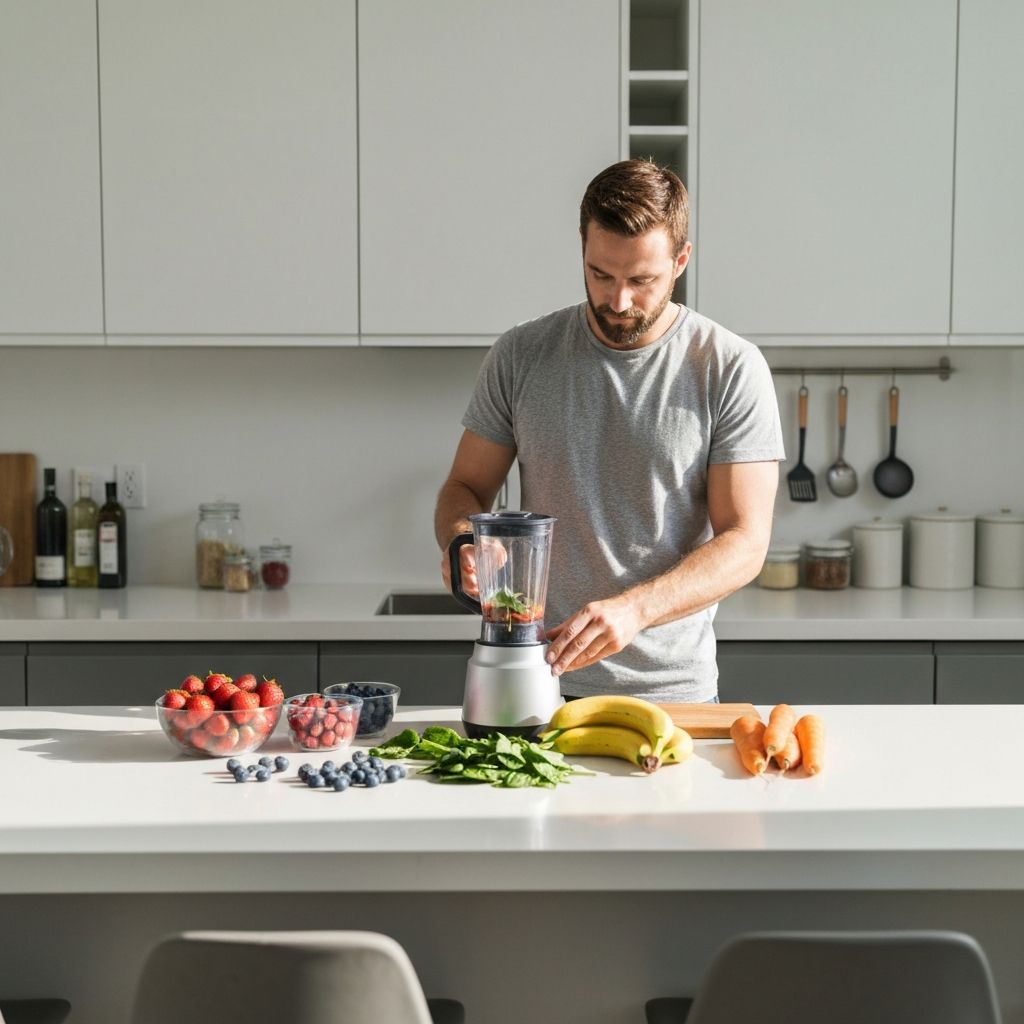 Preparing healthy breakfast smoothie
